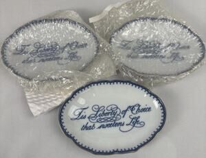 Mottahedeh " TIS LIBERTY OF CHOICE THAT SWEETENS LIFE Historic saucers lot of 3